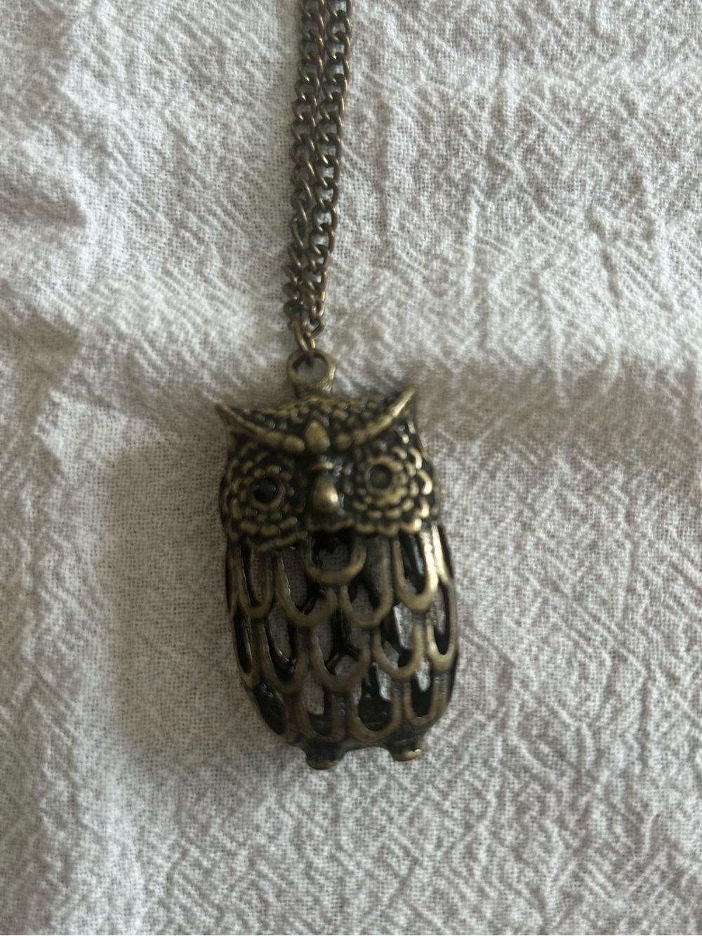 Anthropologie Brass-Tone Owl Pendant Necklace